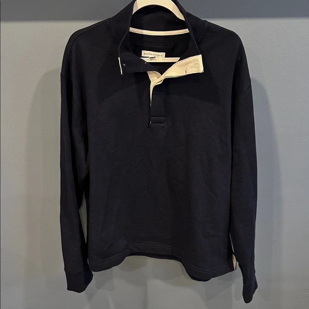 $120 Banana Republic TERRY MOCK-NECK SWEATSHIRT Sweater Mens Size LT NWOT